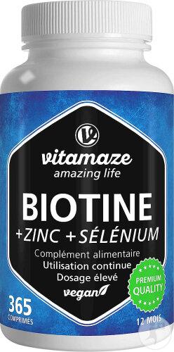 Vitamaze Biotine 10mg + Zinc + Sélénium 365 Comprimés