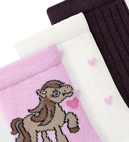 Name It Socken - 3er-Pack - NmfNadia - Jet Stream/Pastel Lavende
