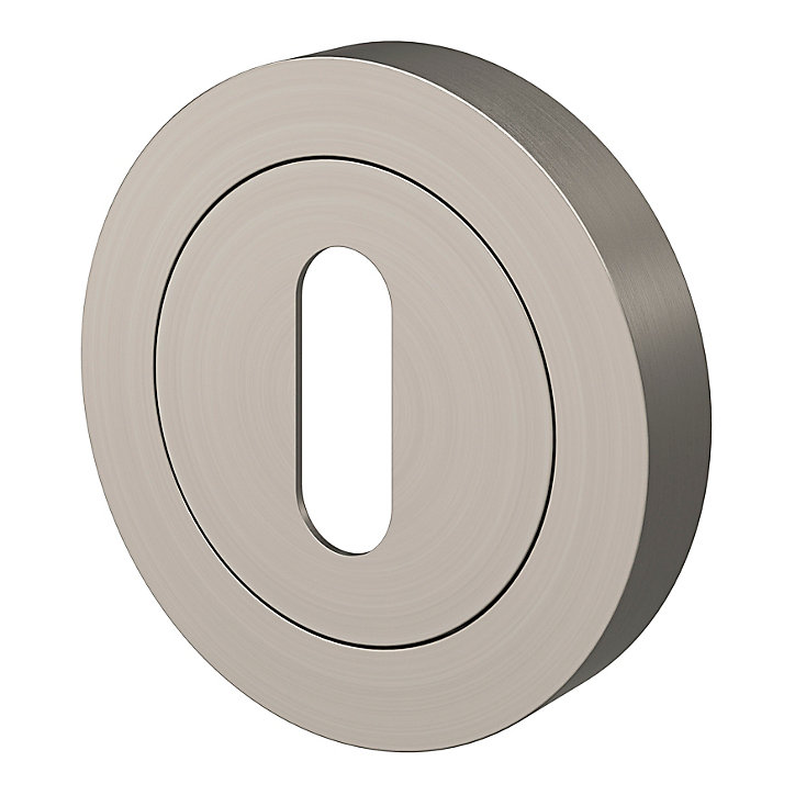 Rosace de fonction rond à visser GoodHome Duod effet nickel satin gris Ø50mm