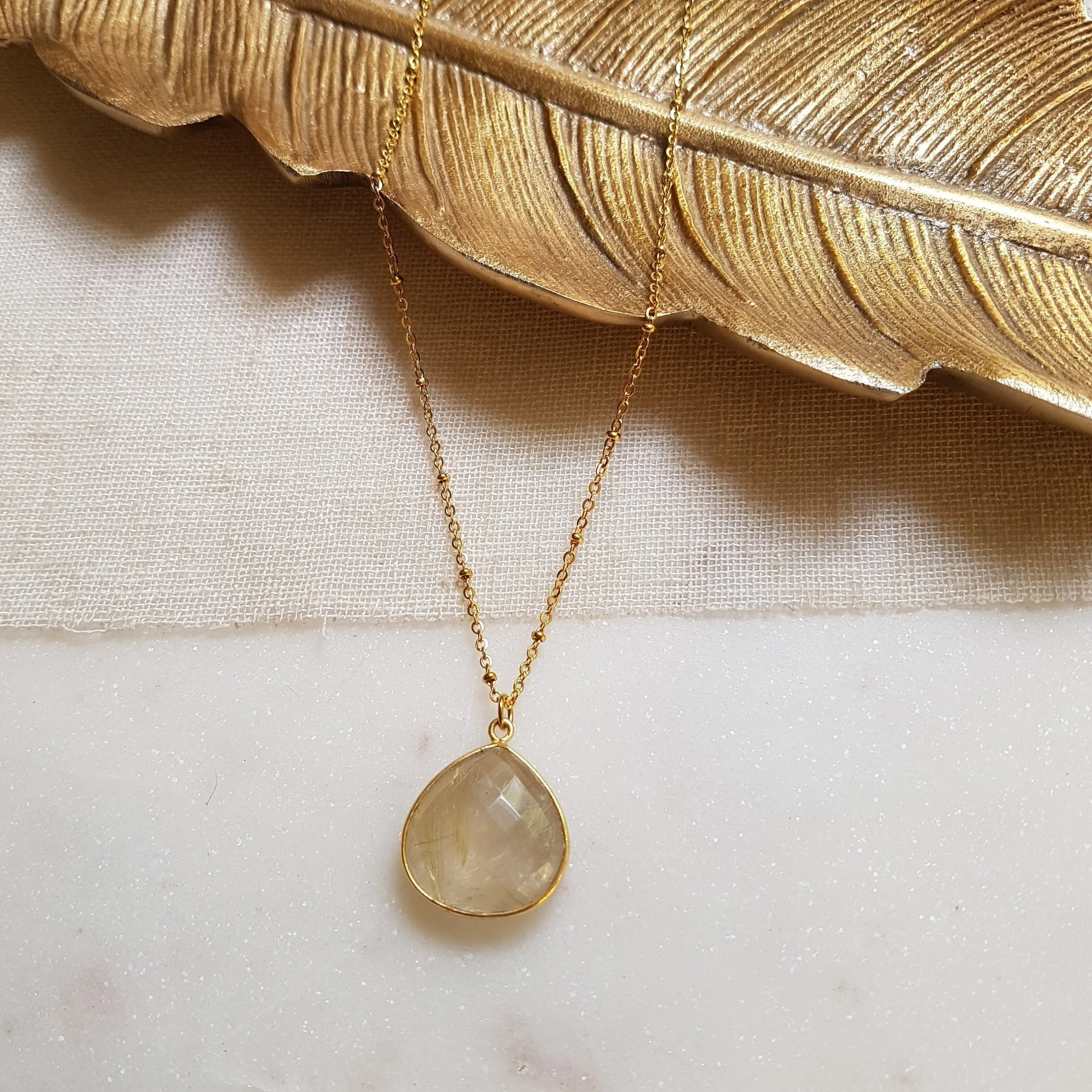 JUSTINE - Collier golden rutile | Jaune