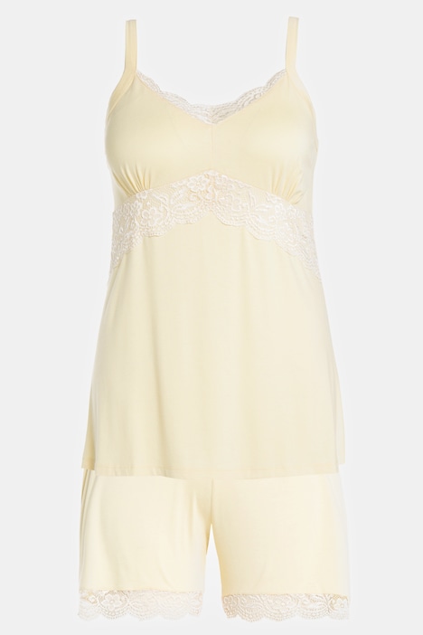 Shorty, kurzer Zweiteiler, Spitze, Top, Shorts