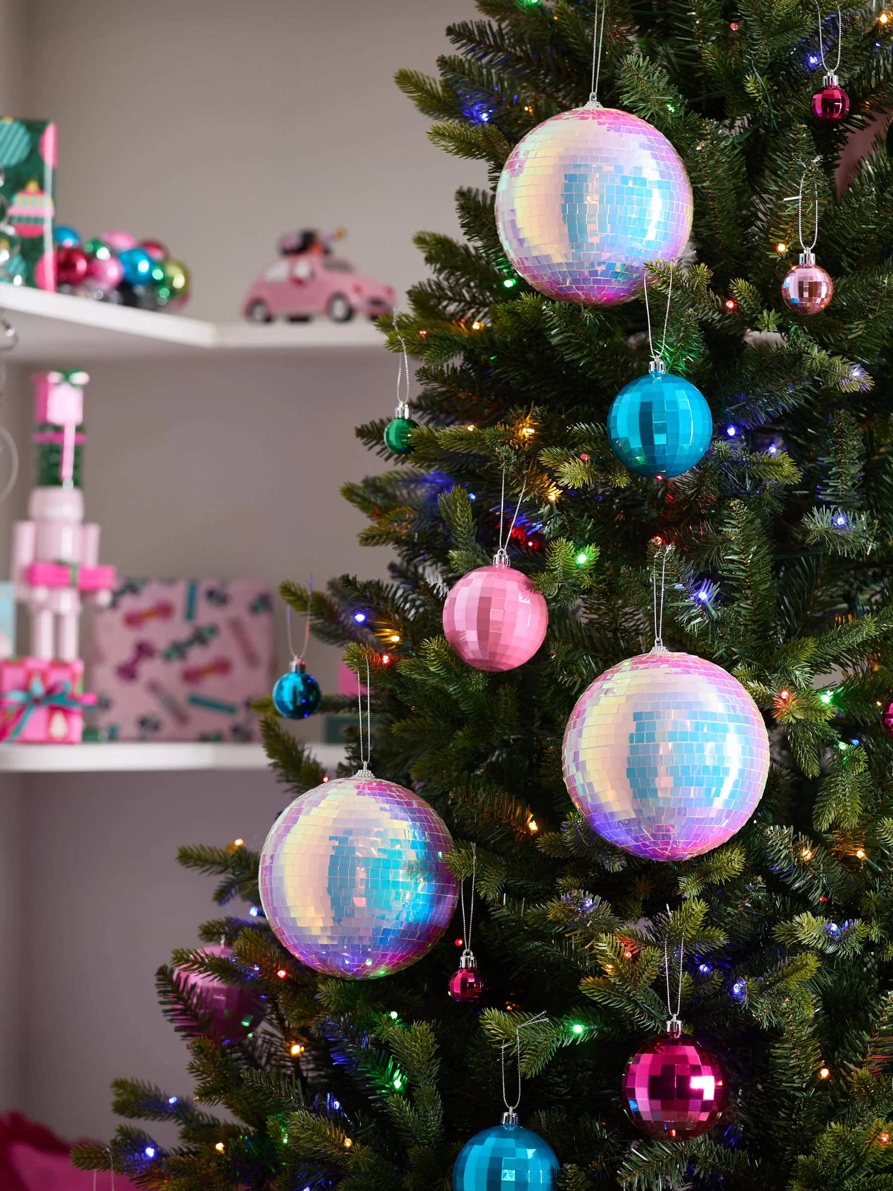 Set van 3 XL discobal kerstballen voor Kerstmis