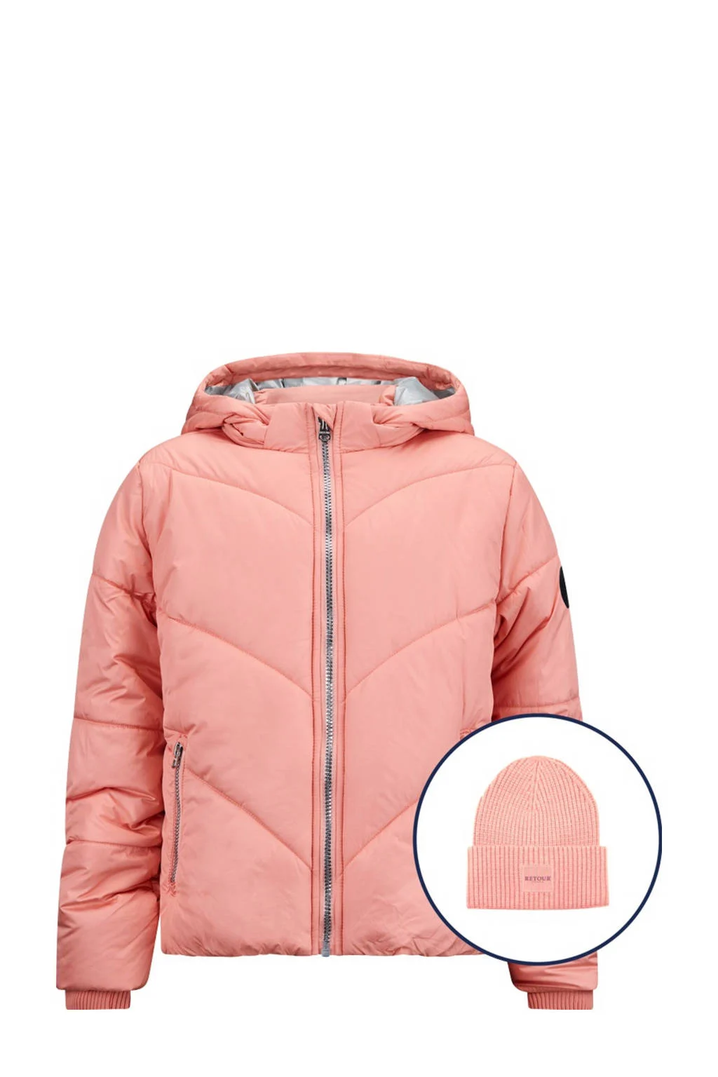 Retour Jeans gewatteerde winterjas Shelly koraalroze