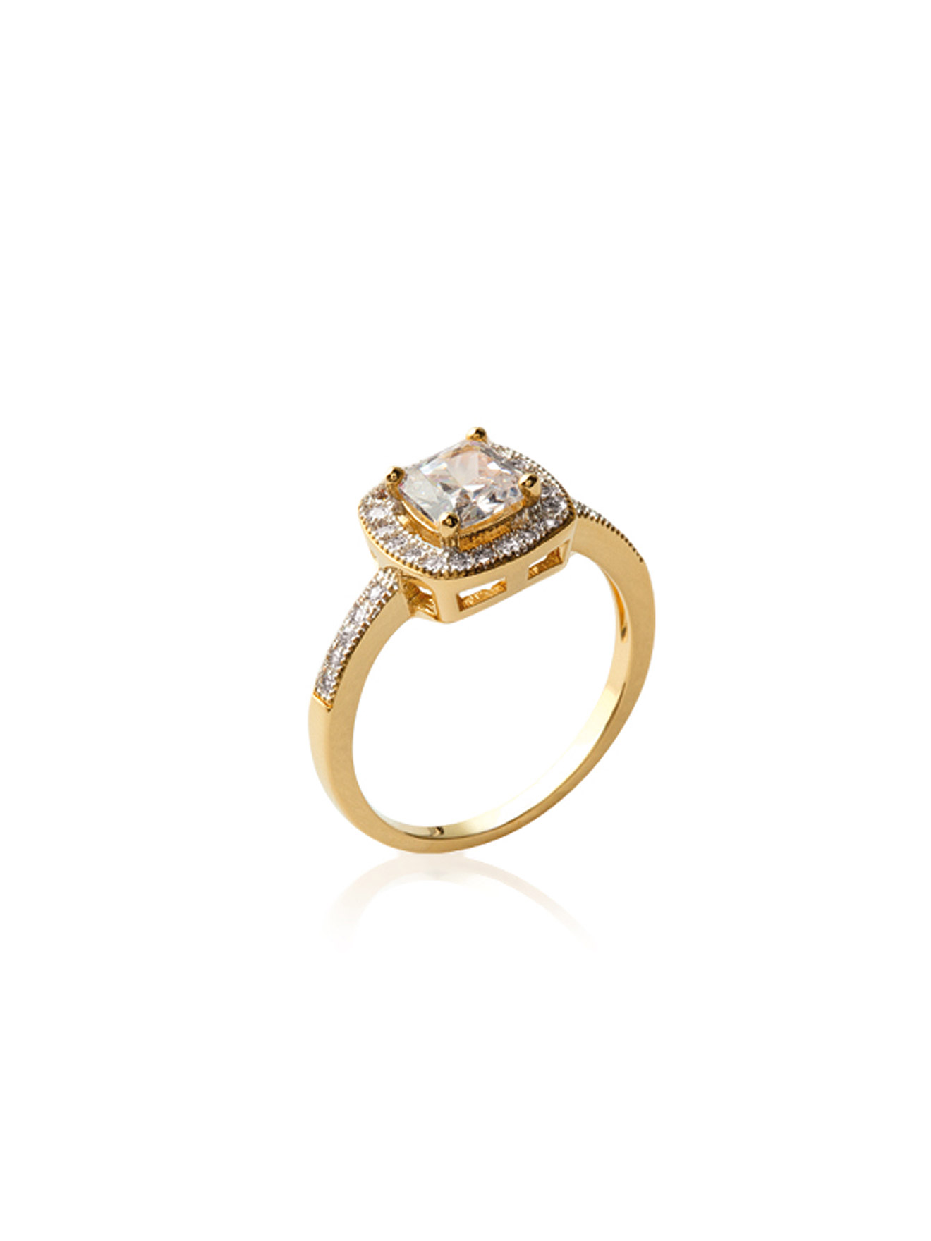 Bague plaqué or zirconias blancs