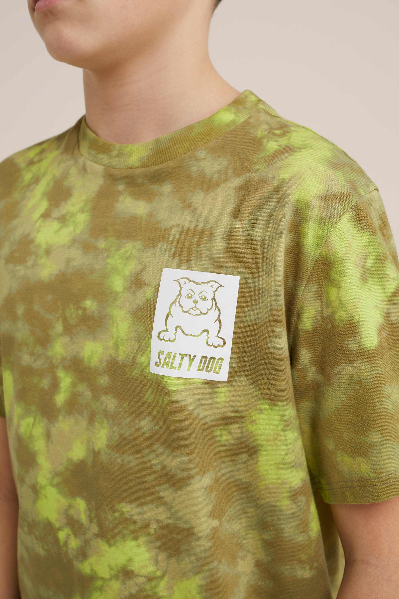 Jongens T-shirt met tie-dye dessin Salty Dog Groen