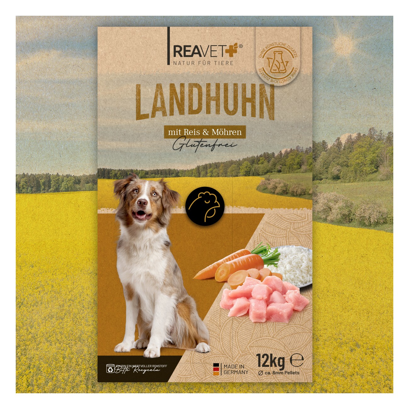 REAVET Trockenfutter Landhuhn mit Reis & Möhren 12kg