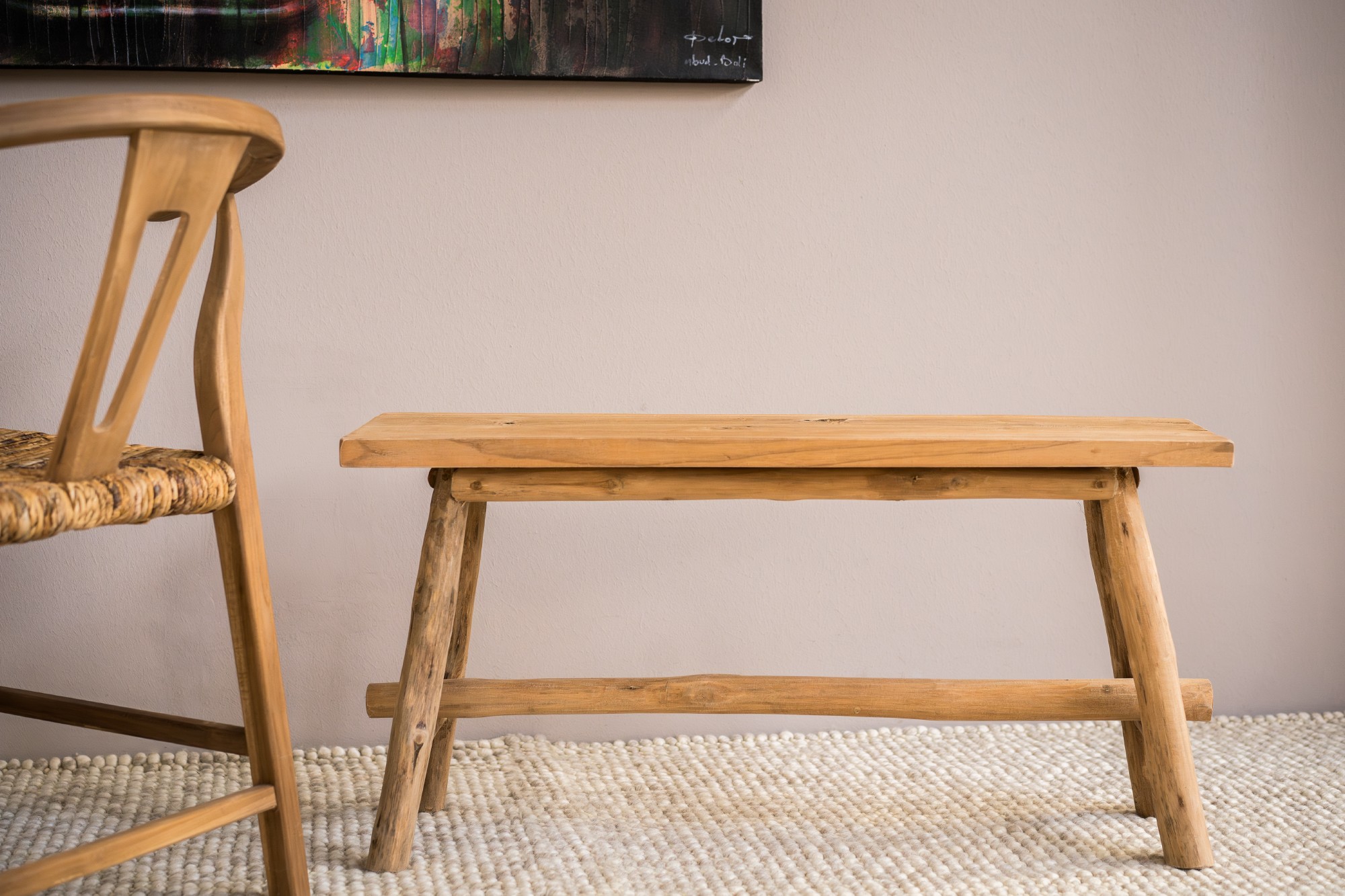 Bank 'Jalantibu' aus Teak, natur, B 90 cm, H 45cm, L 25 cm von fischer's lagerhaus