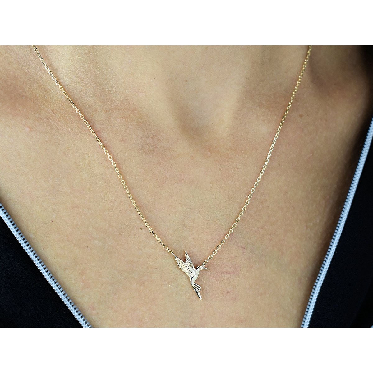 Collier oiseau colibri Plaqué OR 750 3 microns