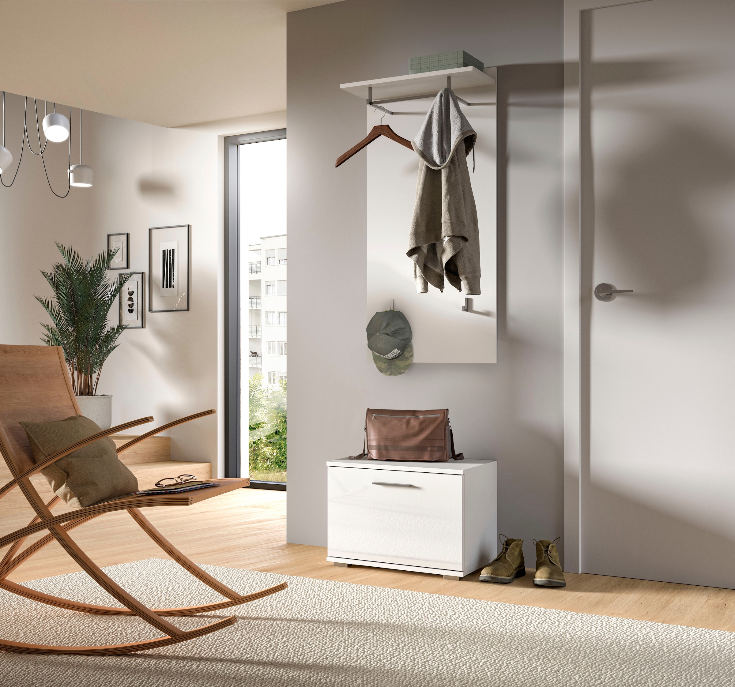 INOSIGN Garderoben-Set »Valge, Breite 55cm, 2-tlg. Set, best. aus: Sitzbank & Garderobenpaneel« 2 Stk. tlg.