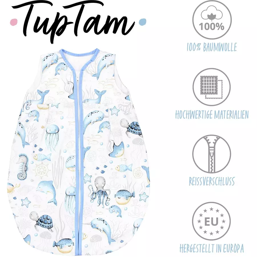 TupTam Baby Sommer Schlafsack Ärmellos Unwattiert blauweiß