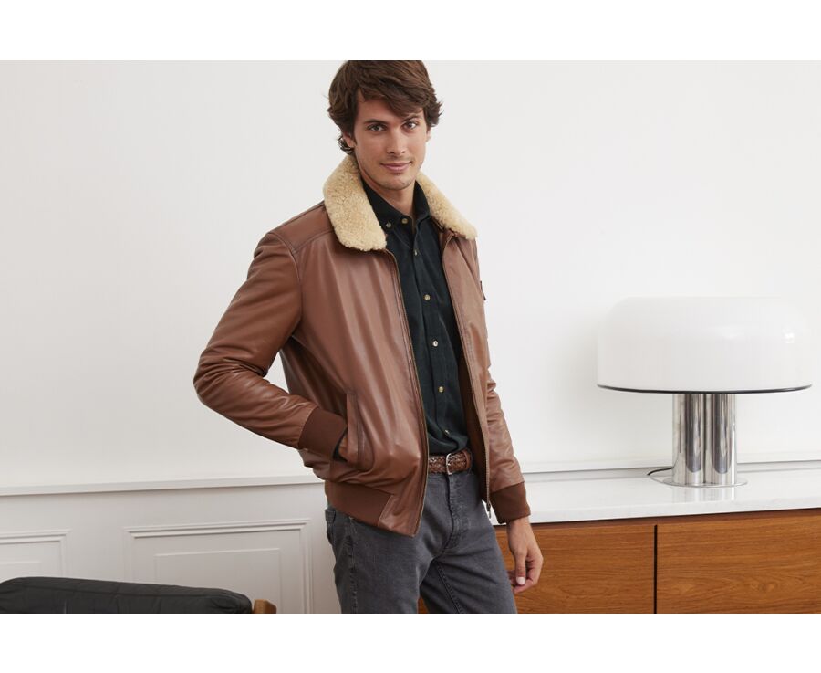 Blouson aviateur homme Cognac - EVERETT II