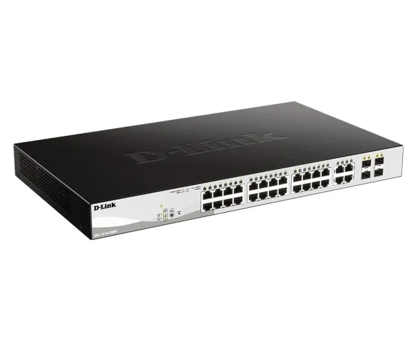 D-Link DGS 1210-28MP - Switch - Administreret - 24 x 10/100/1000 (PoE )   4 x Gigabit SFP - desktop, monterbar på stativ - PoE
