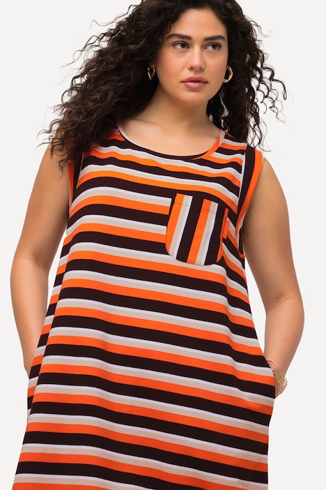 Sweatkleid, A-Linie, Taschen, Rundhals, ärmellos