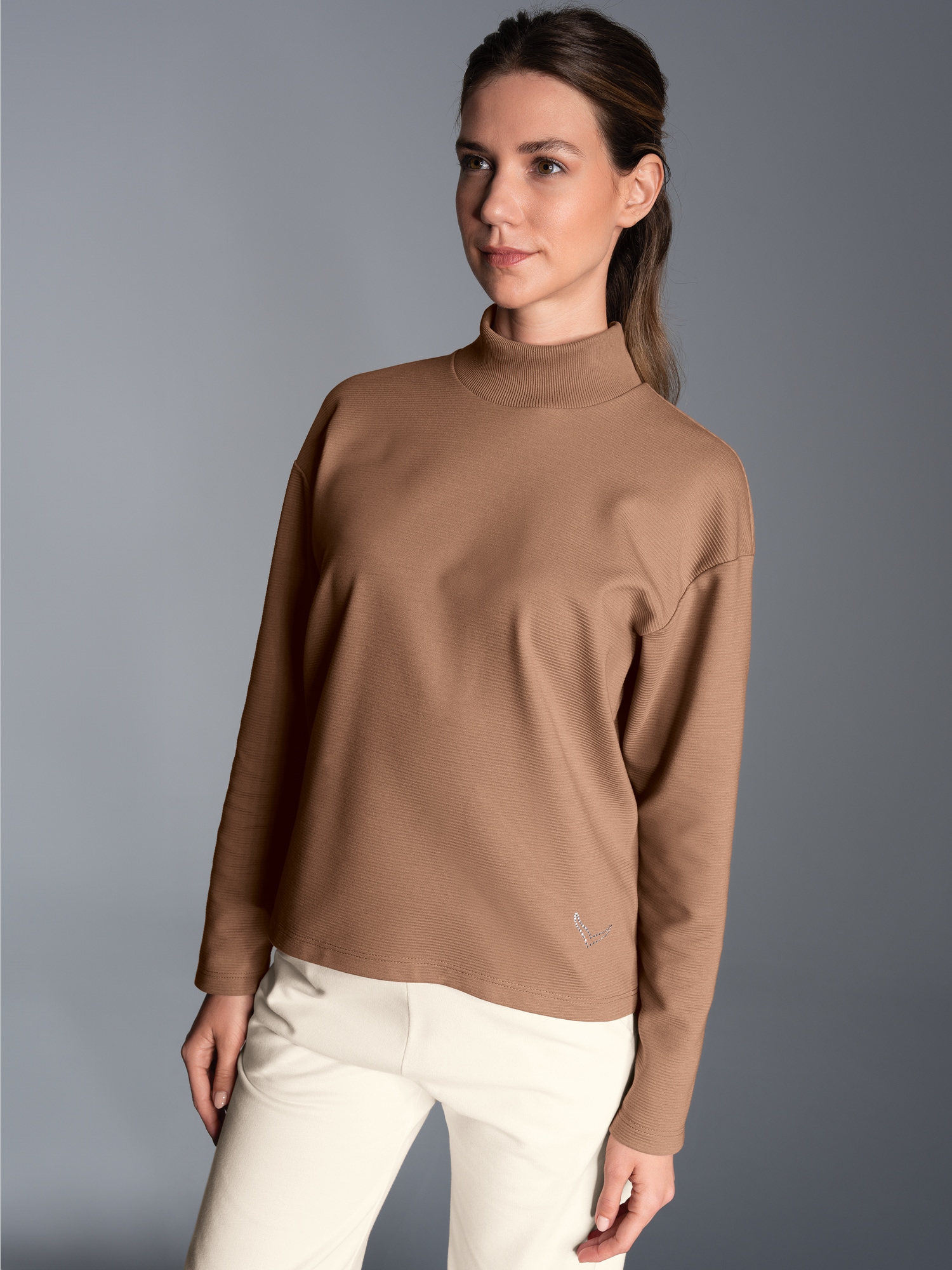 Sweatshirt mit Stehkragen Haselnuss
