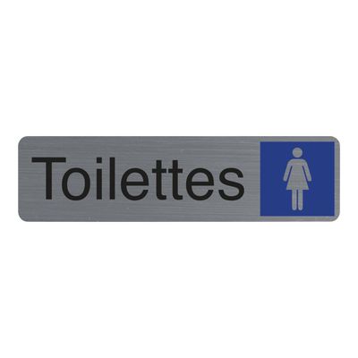 Exacompta - Plaque de signalisation Toilettes dames - 165 x 44 mm - aluminium brossé