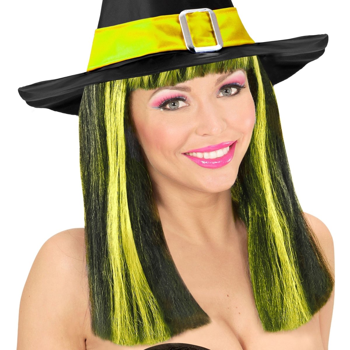 Halloween Pruik Zwart Geel Strepen