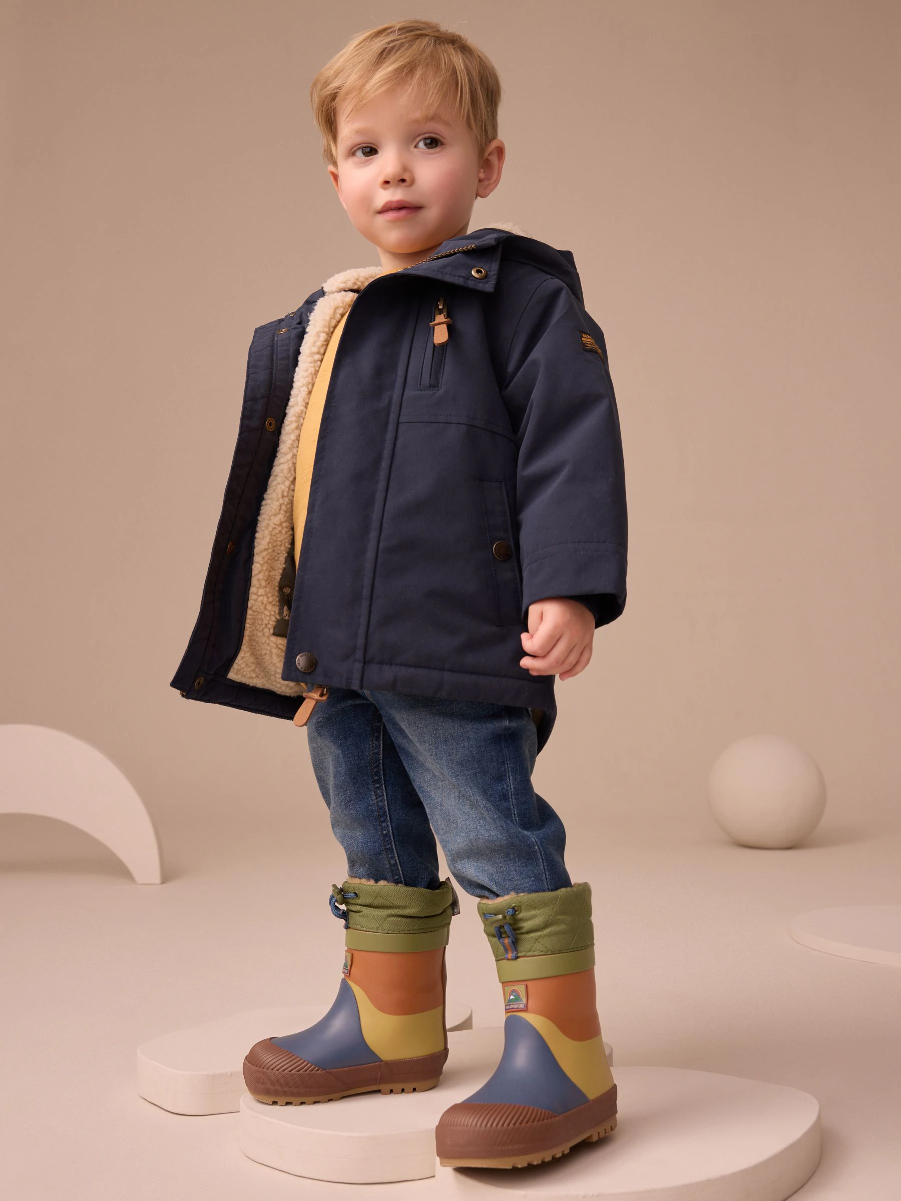 Blauw/groen met kleurvlak - Thinsulate™ - Gevoerde thermoregenlaarzen met boord