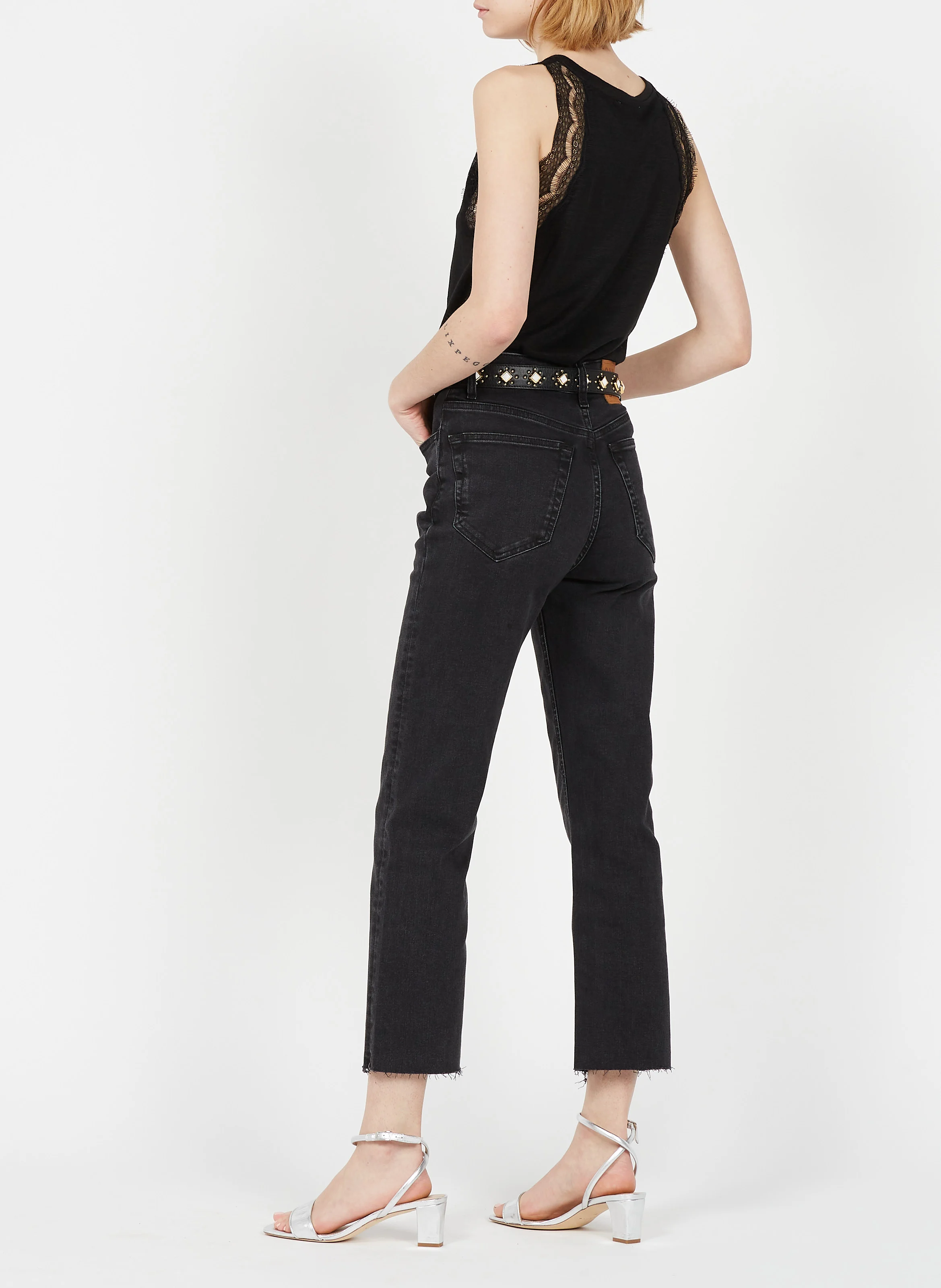Jean droit taille haute | Noir
