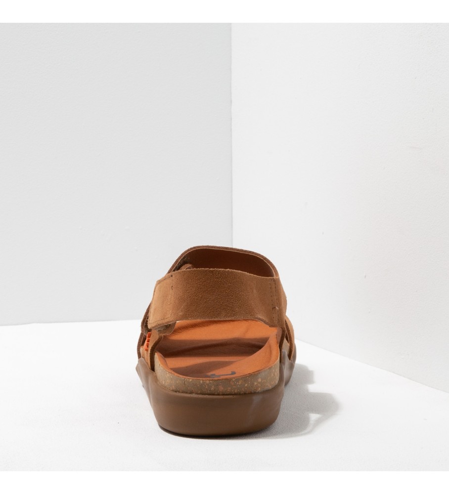 Sandálias Art Leather com dorso em couro Biarritz cor camelo