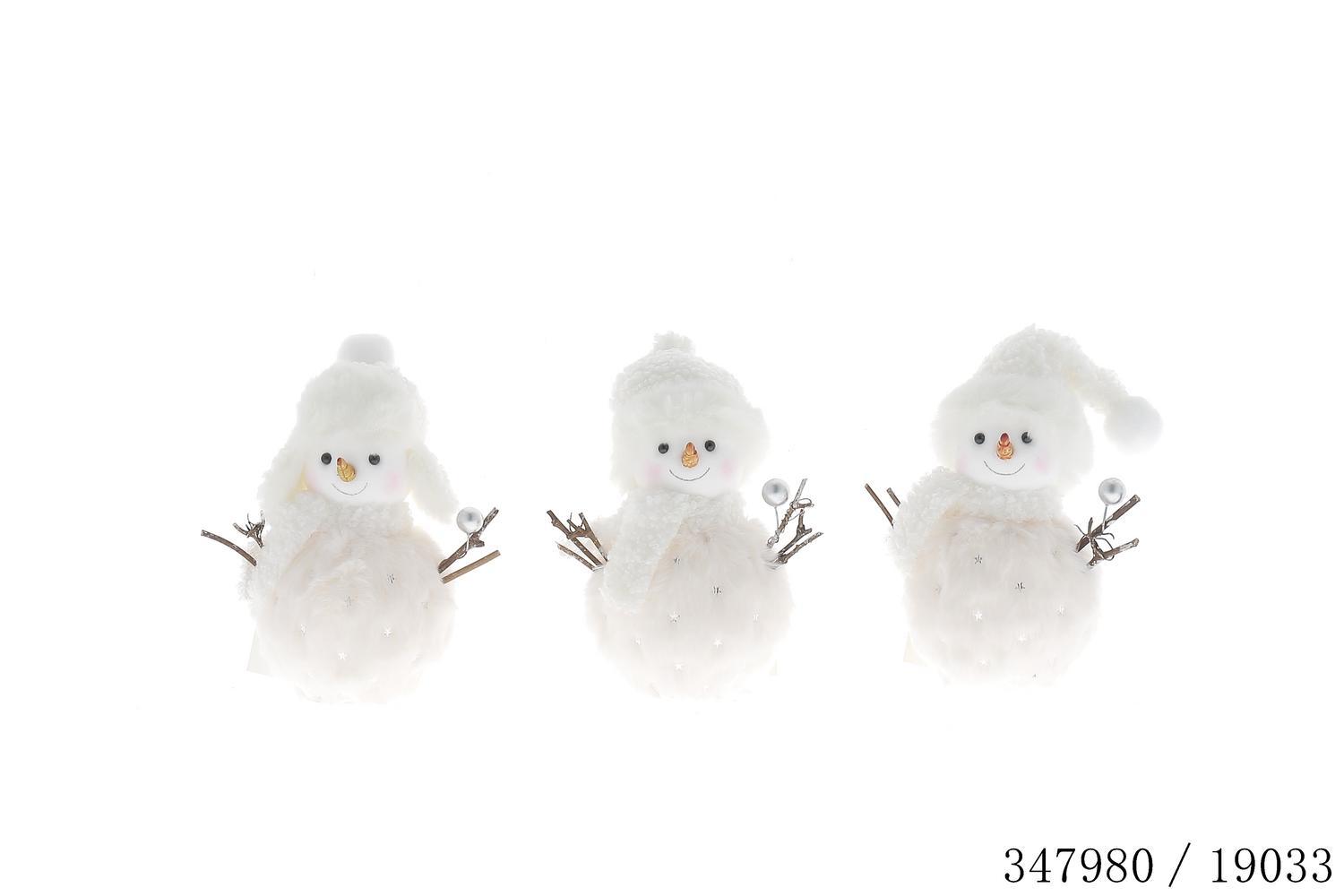 BONHOMME NEIGE FOURRURE BLANCHE 7X7X15.5CM