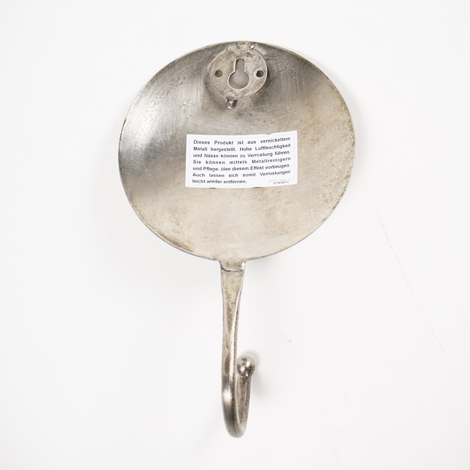 Wandhaken rund 'Modell D', silber, Ø 10 cm, H 17 cm von fischer's lagerhaus