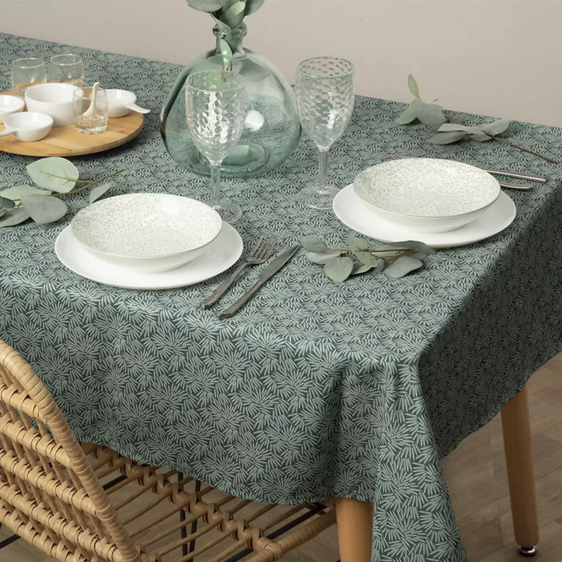 Nappe rectangulaire anti tache (150 x 300 cm) Thais Verte