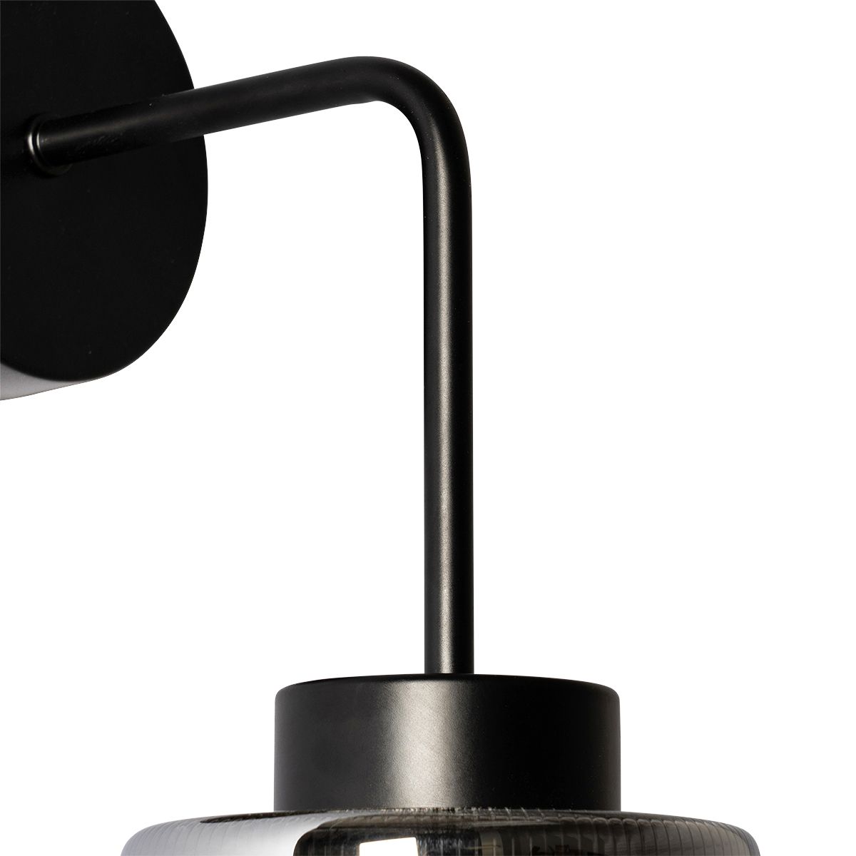 Art Deco wandlamp zwart met smoke glas - Laura