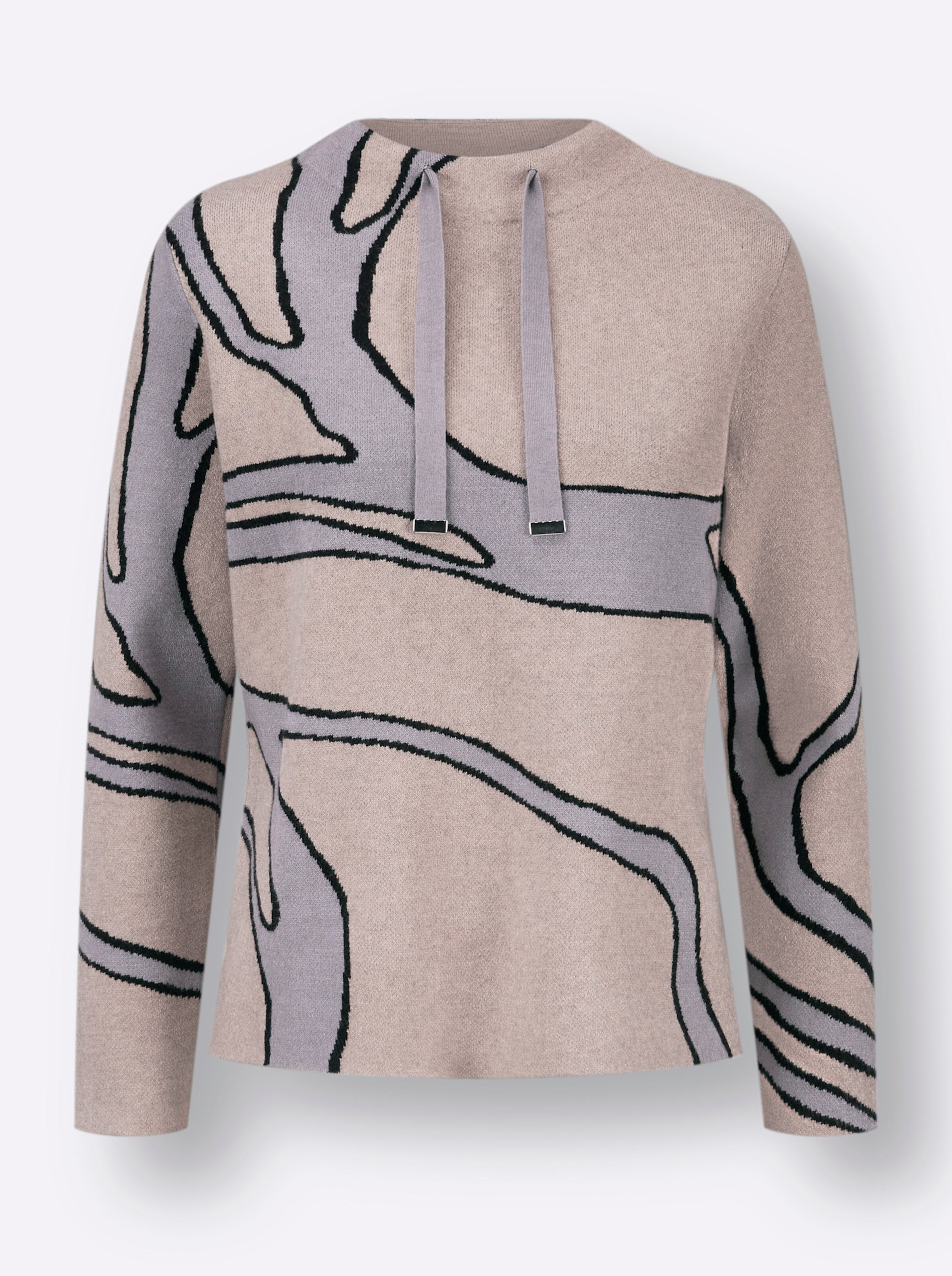 Jacquard-Pullover in sesam-grau-gemustert