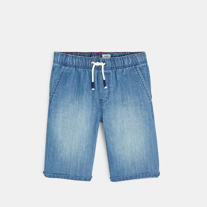 Bermuda slim en jean bleu garçon