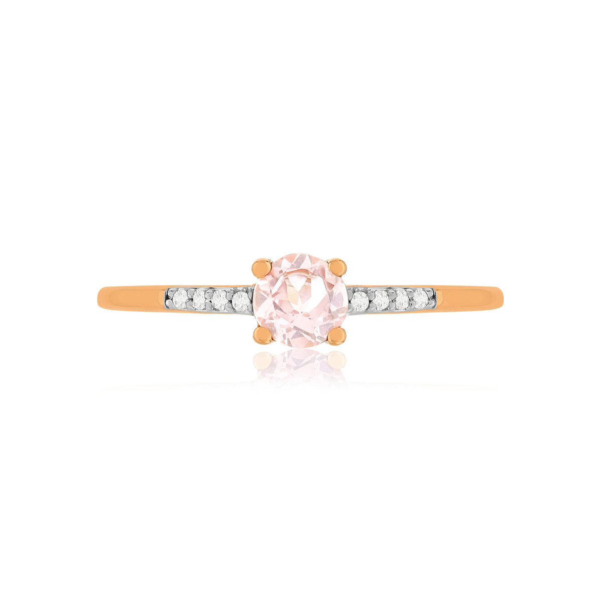 Bague or 375 rose grenat couleur champagne diamants