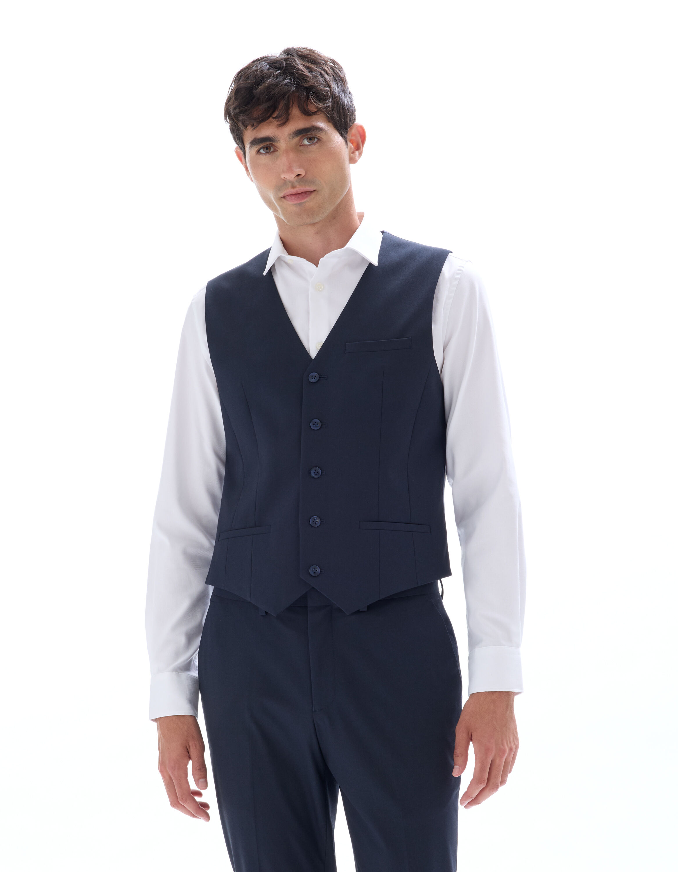 Gilet de costume slim bi-stretch - marine