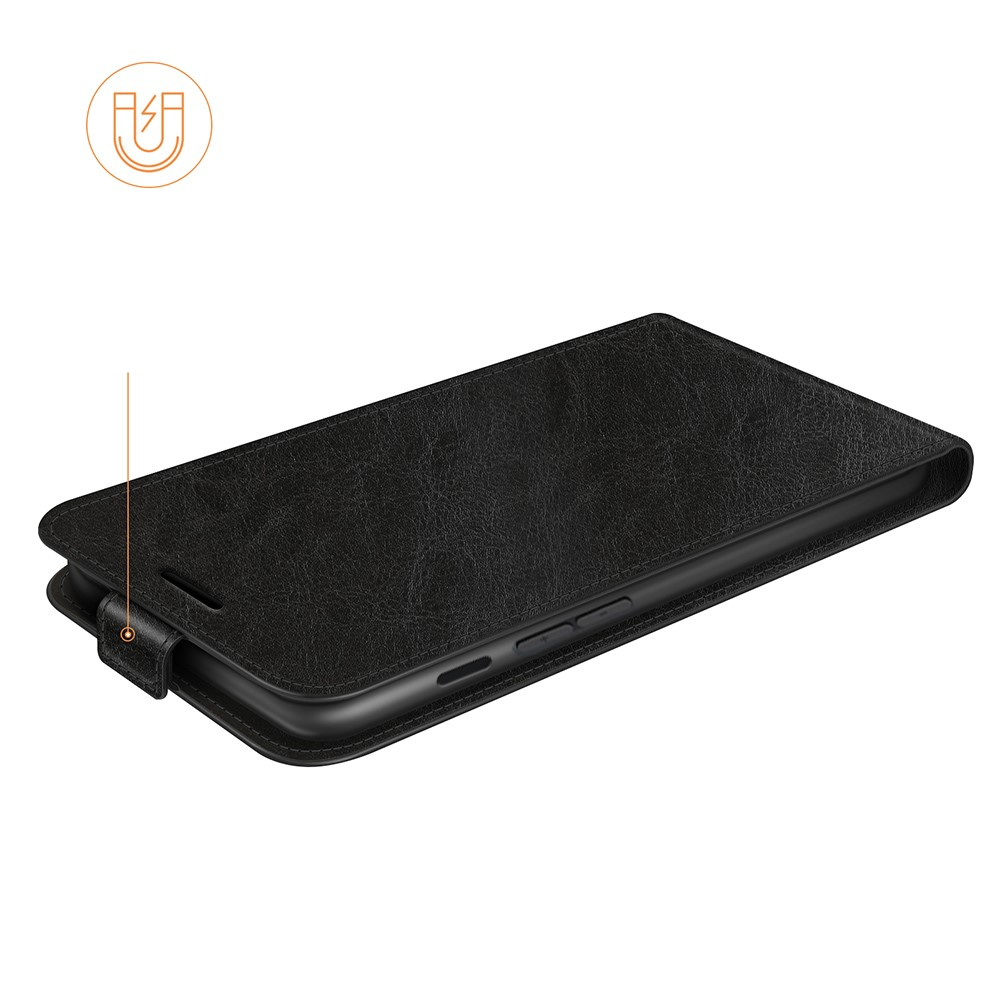 iPhone 13 Leder Tasche mit vertikaler Flip-Funktion - Schwarz