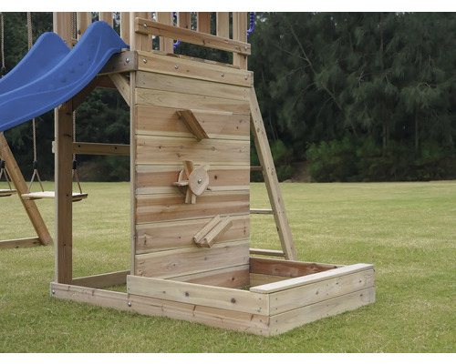Speelhuis/Toren axi 336 x 345 cm Hout, Kunststof bruin bestaande uit basistoren, schommel, glijbaan