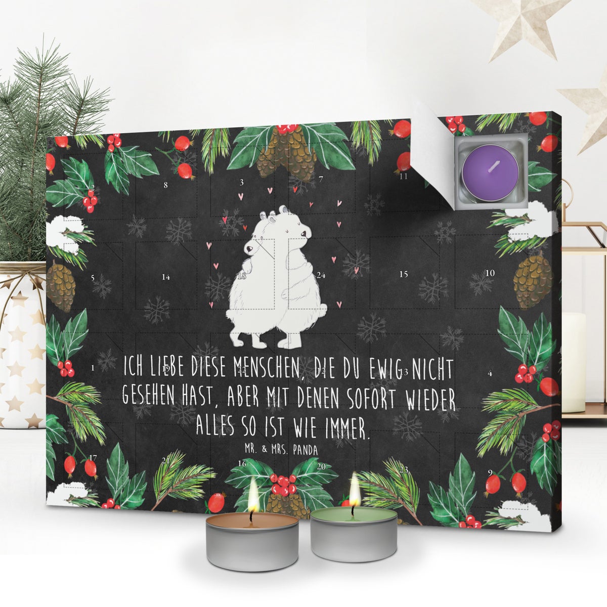 Mr. & Mrs. Panda Geurkaars Adventskalender IJsbeer Knuffel - Zwart