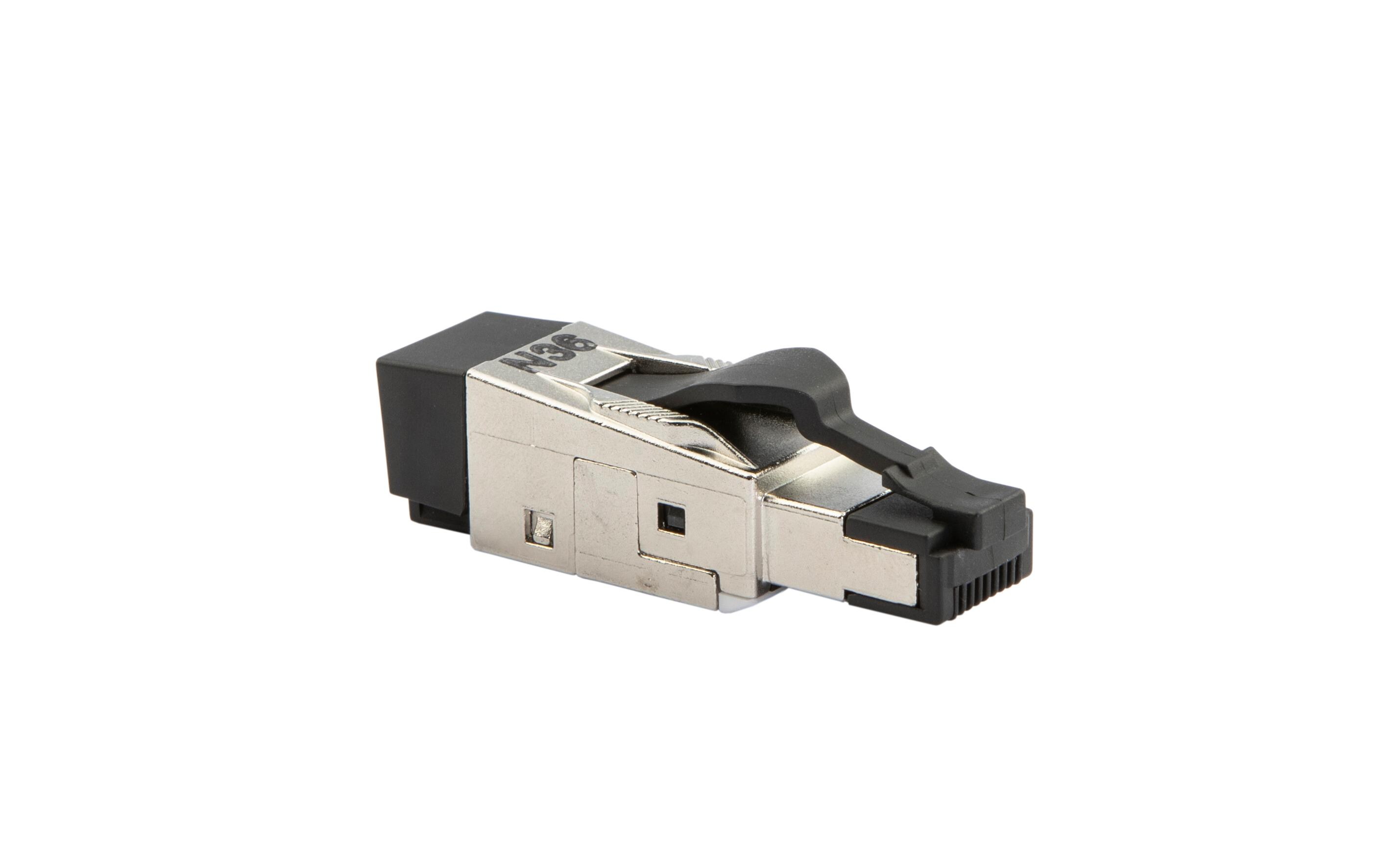Stecker RJ45, IP20, Cat. 6A FeldkonfektionRJ45-Stecker IP20 Cat.6A geschirmt ohne Spezialwerkzeug beschaltbar
