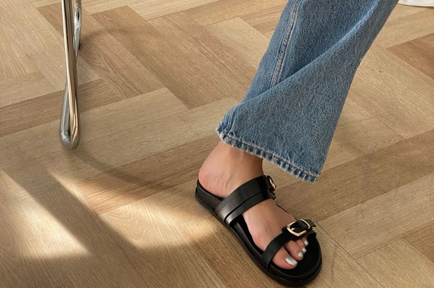 SeoulPop - Sandalen met effen / luipaardprint en gespband