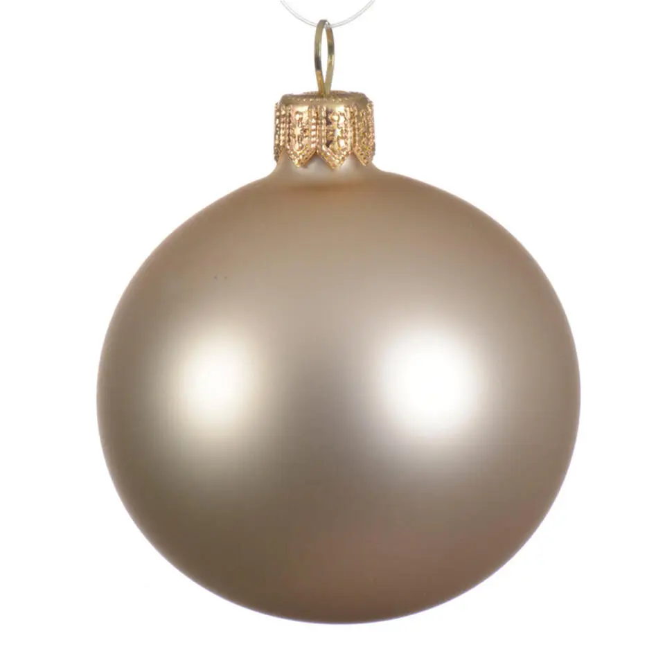 Decoris Kerstballen set - 6x stuks - champagne - glas - 6 cm