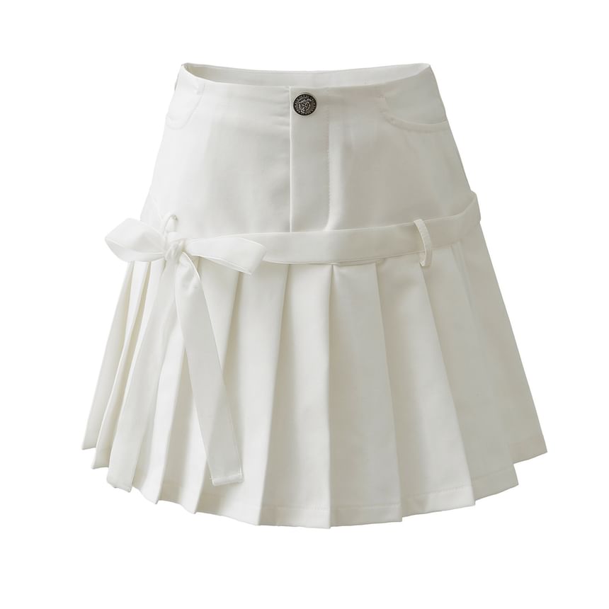 Sundine - Mini A-lijn rok met hoge taille en strikplooien