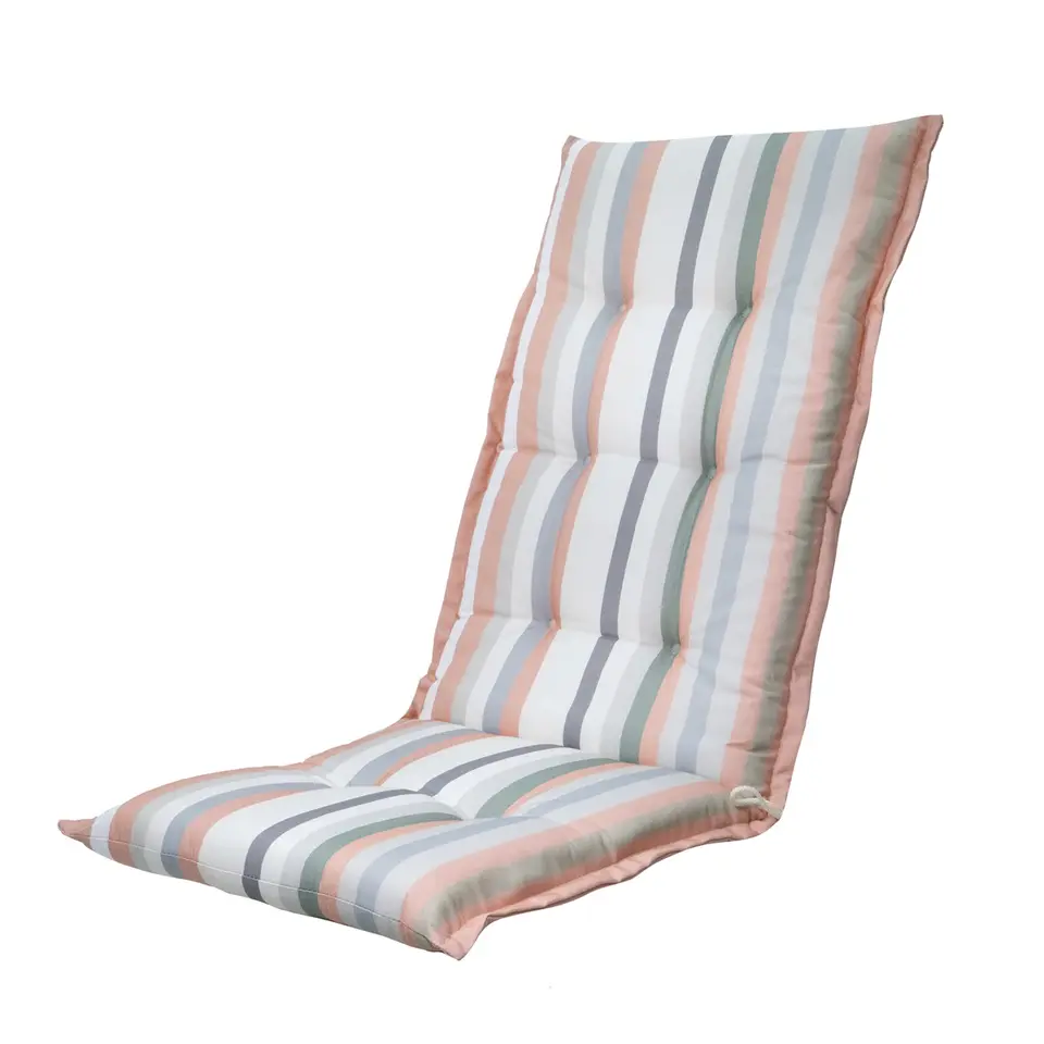 Madison - Tuinstoelkussen Hoge Rug Righe salmone - Ca. 123x50 cm - Set van 4