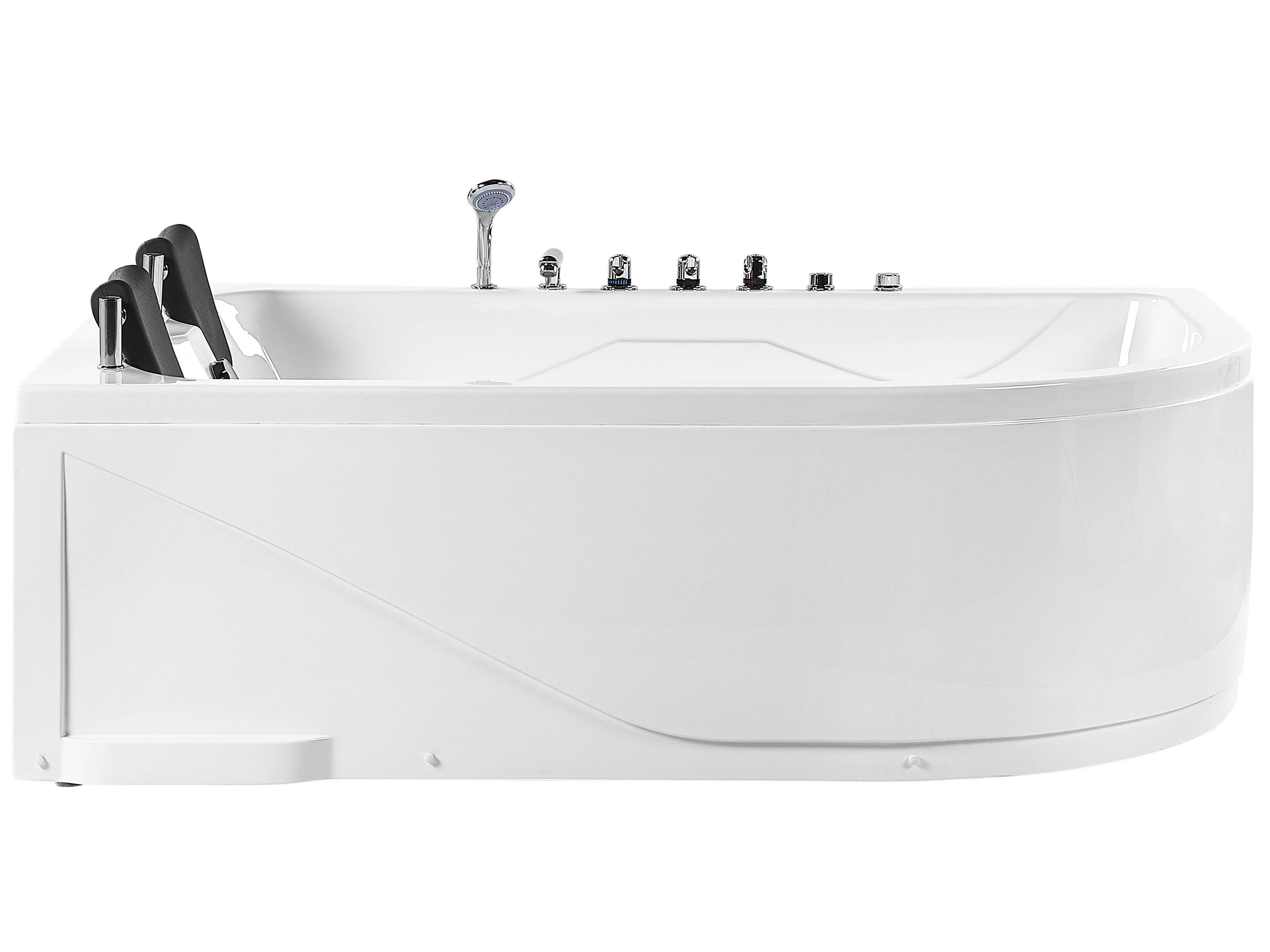 Hoek bubbelbad met LED CALAMA rechtszijdig 180 x 120 cm Wit