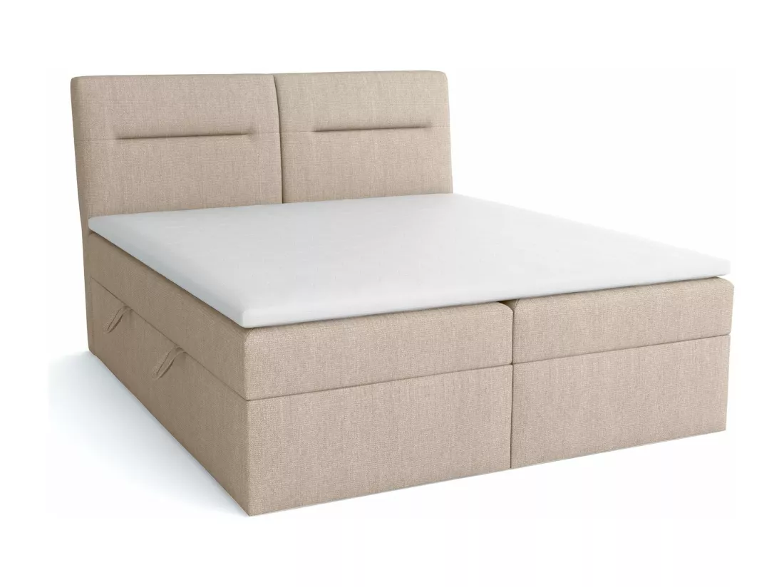 LE LIT BOXSPRING Moderno avec coffres de lit et surmatelas, en tissu Soro 21 (ivoire), 200x200 cm.