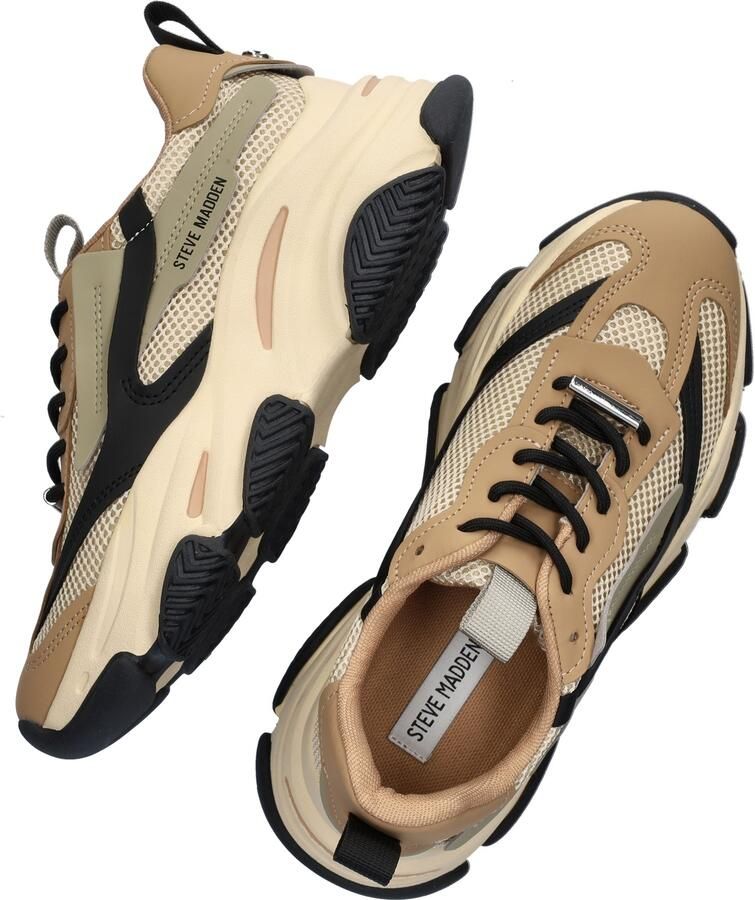 STEVE MADDEN Possession-E Khaki Black Beige Kunststof Lage sneakers Dames