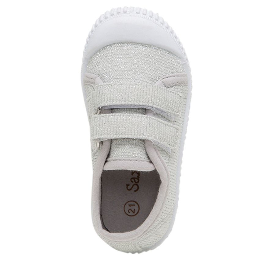 Baskets basses argentées en toile mélangées de fils brillants du 20 au 23 - Gris chiné