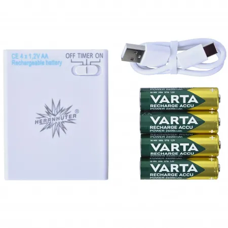 Herrnhuter Sterne Akku-Batteriehalter, mit Timer, für 1 Stern, inkl.4x Akkus