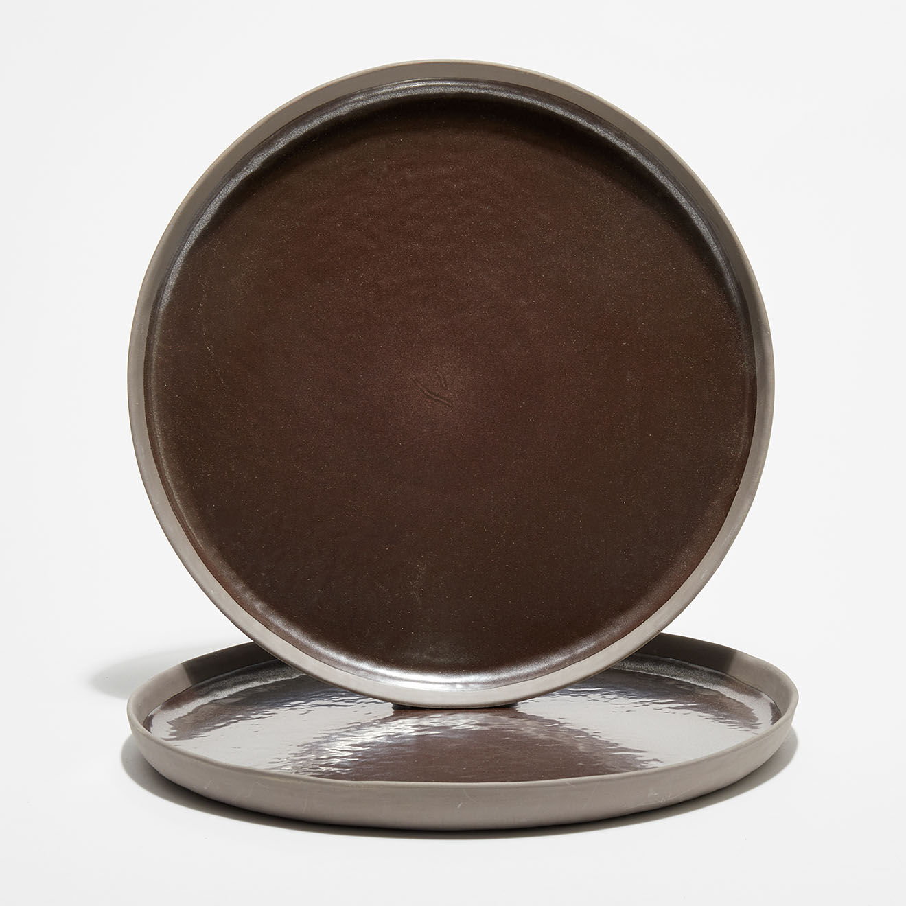 Pomax 2 Assiettes en Grès Porcelino Stellar bronze - D.33 cm