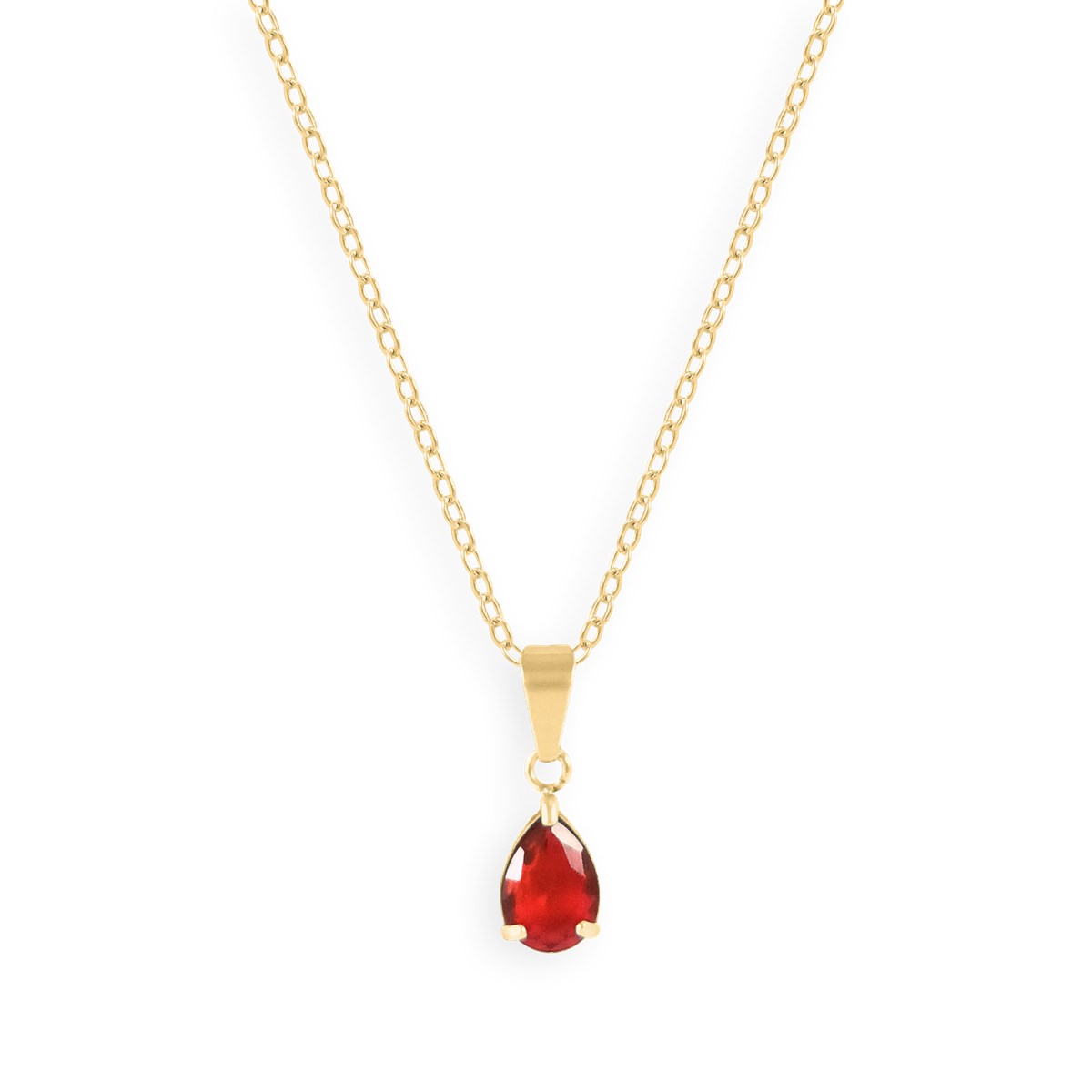 Collier en acier plaqué jaune avec oxyde de zirconium rouge