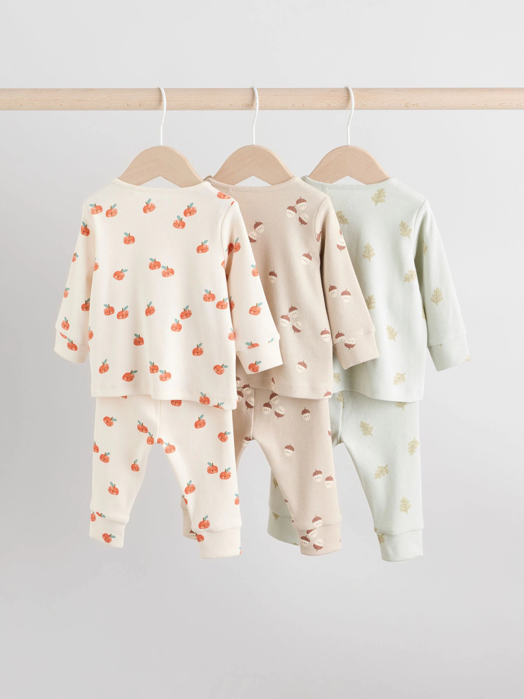 Green/Neutral Autumnal Print - Top en Leggings 6 -delige Baby Set (0mnd-2jr)