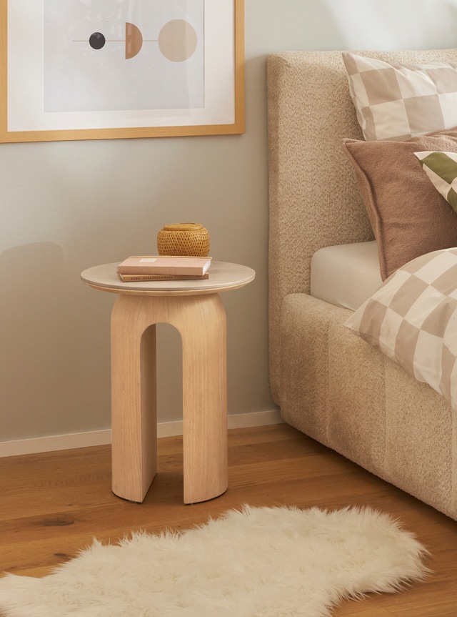 homsy by Ana Johnson Beistelltisch »Laysy« Holzdesign aus Esche, U-Form, Keramik Tischplatte, Breite 45 cm
