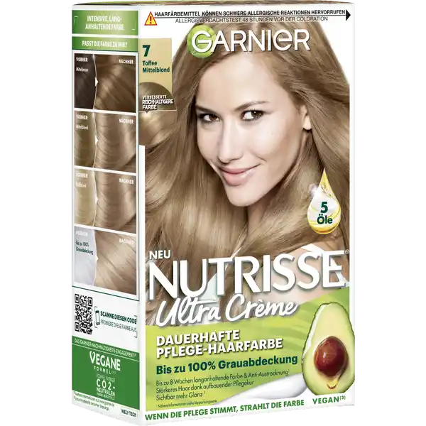 Ultra Crème Dauerhafte Pflege-Haarfarbe 7 Toffee Mittelblond