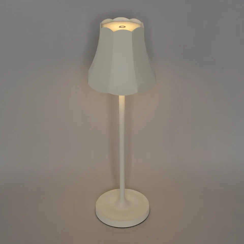 Qazqa tafellampen granny retro wit geïntegreerde led